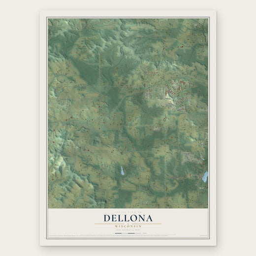 Dellona, Wisconsin map print, the full design