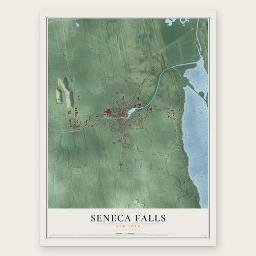 Seneca Falls, New York map print, the full design