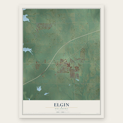 Elgin, Oklahoma map print, the full design
