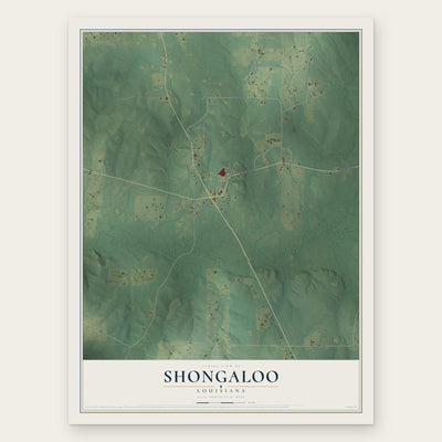 Shongaloo, Louisiana map print, the full design