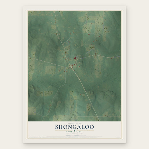 Shongaloo, Louisiana map print, the full design