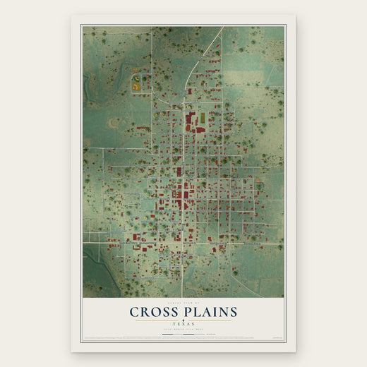 Cross Plains, Texas map print, the full design