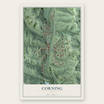 Corning, Ohio map print, the full design