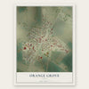 Orange Grove, Texas map print, the full design