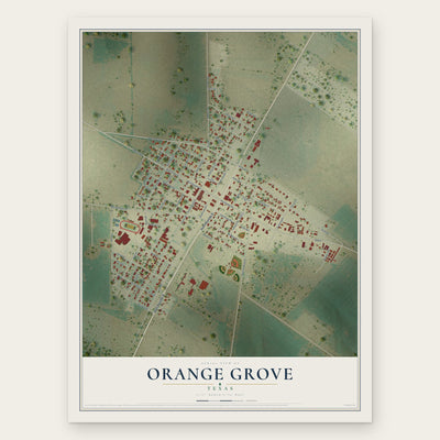 Orange Grove, Texas map print, the full design