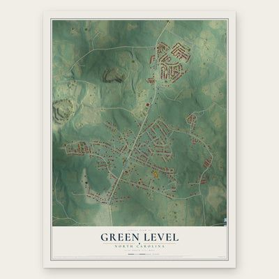 Green Level, North Carolina map print, the full design