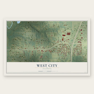 West City, Illinois map print, the full design