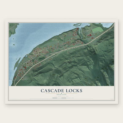 Cascade Locks, Oregon map print, the full design