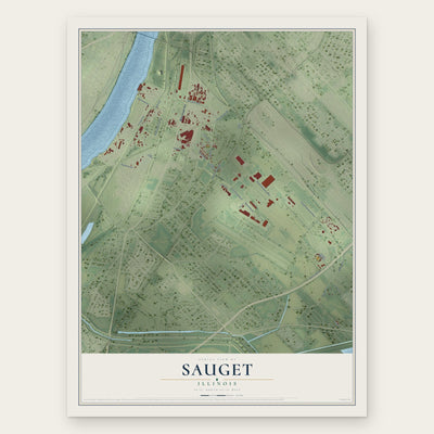 Sauget, Illinois map print, the full design