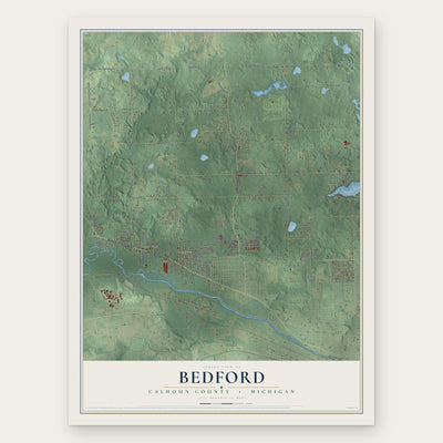 Bedford, Calhoun County, Michigan map print, the full design