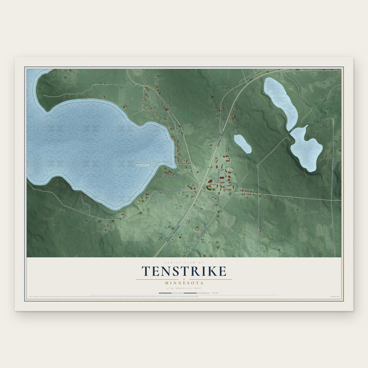 Tenstrike, Minnesota map print, the full design