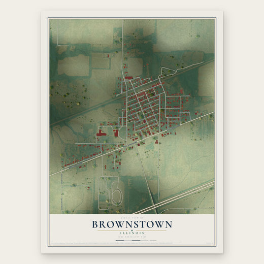 Brownstown, Illinois map print, the full design