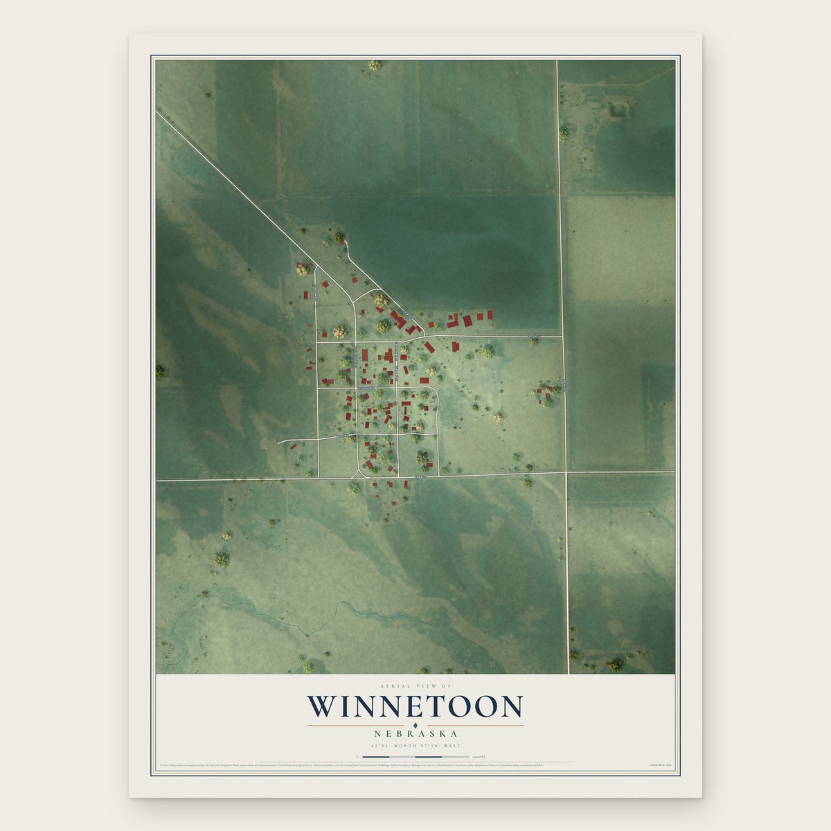 Winnetoon, Nebraska map print, the full design