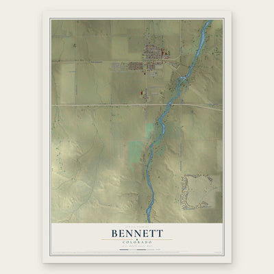 Bennett, Colorado map print, the full design