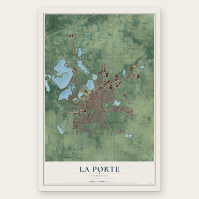 La Porte, Indiana map print, the full design