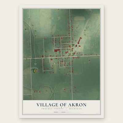 Akron, Michigan map print, the full design