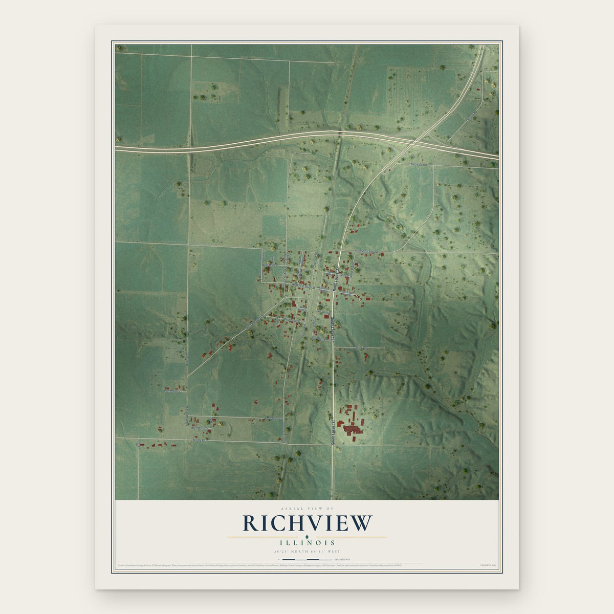Richview, Illinois map print, the full design