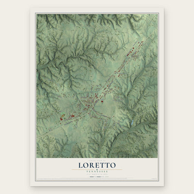 Loretto, Tennessee map print, the full design