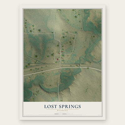 Lost Springs, Wyoming map print, the full design