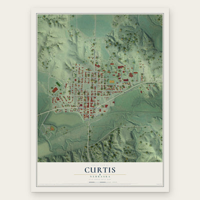 Curtis, Nebraska map print, the full design