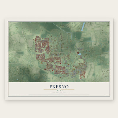 Fresno, Texas map print, the full design