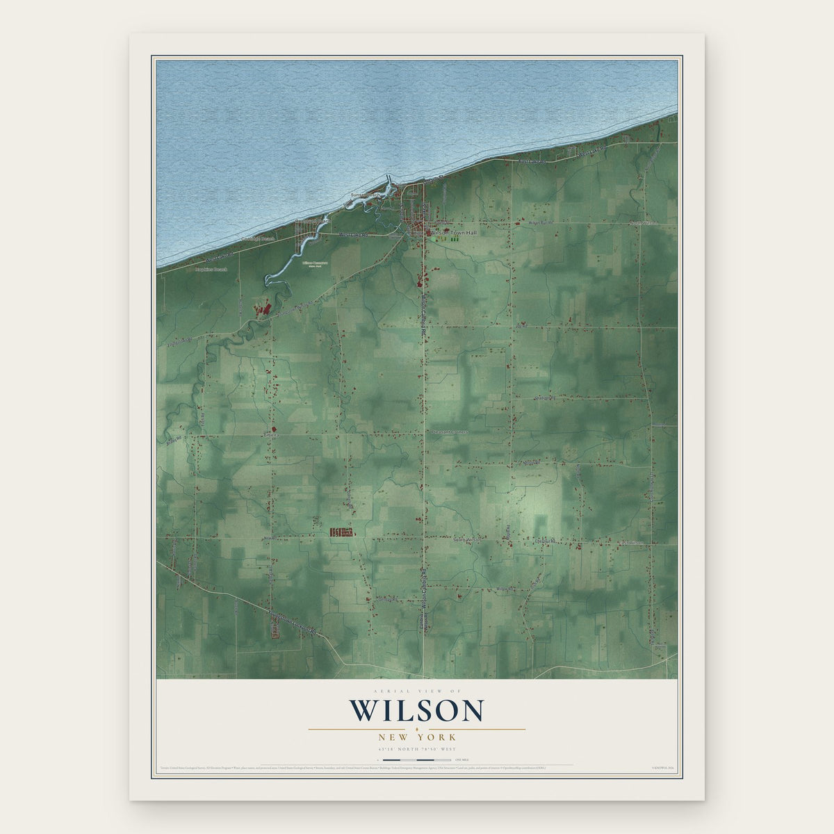 Wilson, New York map print, the full design