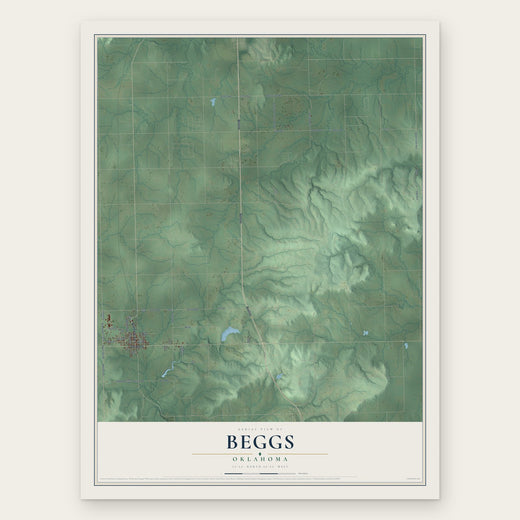 Beggs, Oklahoma map print, the full design