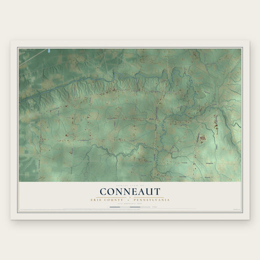 Conneaut, Erie County, Pennsylvania map print, the full design