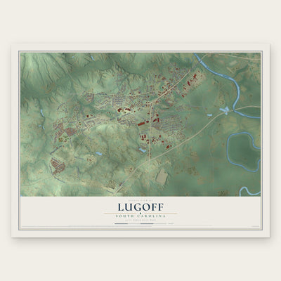 Lugoff, South Carolina map print, the full design