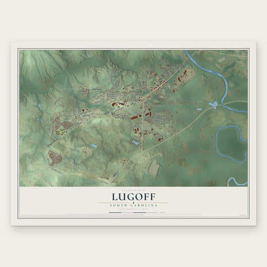 Lugoff, South Carolina map print, the full design
