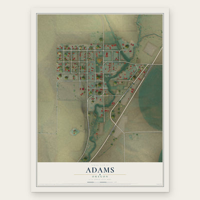 Adams, Oregon map print, the full design