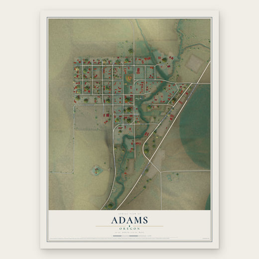 Adams, Oregon map print, the full design