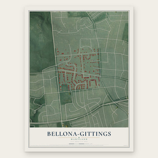Bellona-Gittings, Maryland map print, the full design