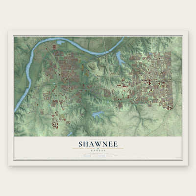 Shawnee, Kansas map print, the full design