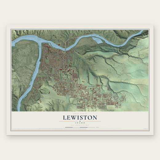 Lewiston, Idaho map print, the full design