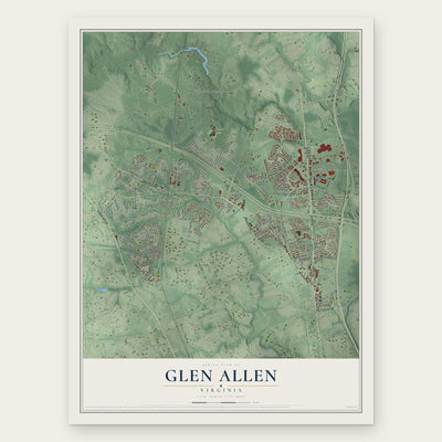 Glen Allen, Virginia map print, the full design