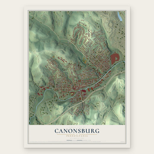 Canonsburg, Pennsylvania map print, the full design
