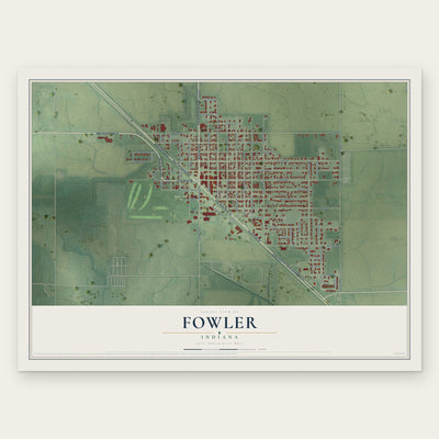 Fowler, Indiana map print, the full design