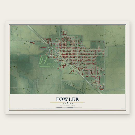 Fowler, Indiana map print, the full design