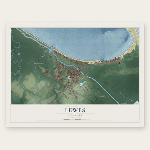 Lewes, Delaware map print, the full design
