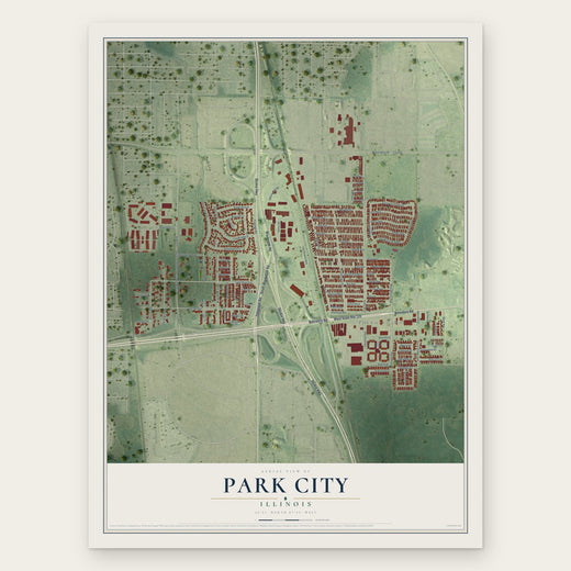 Park City, Illinois map print, the full design