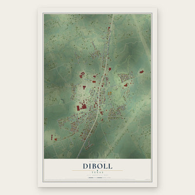 Diboll, Texas map print, the full design