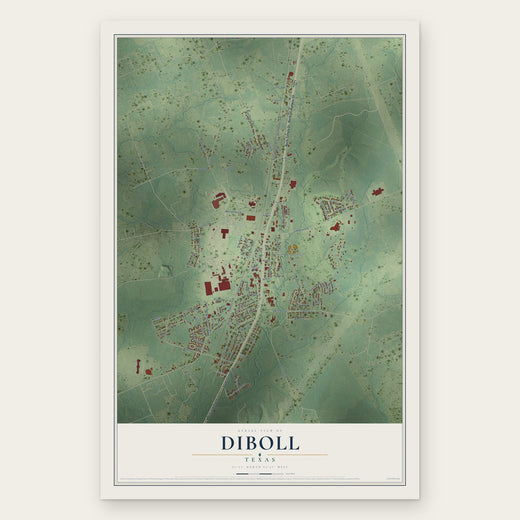 Diboll, Texas map print, the full design