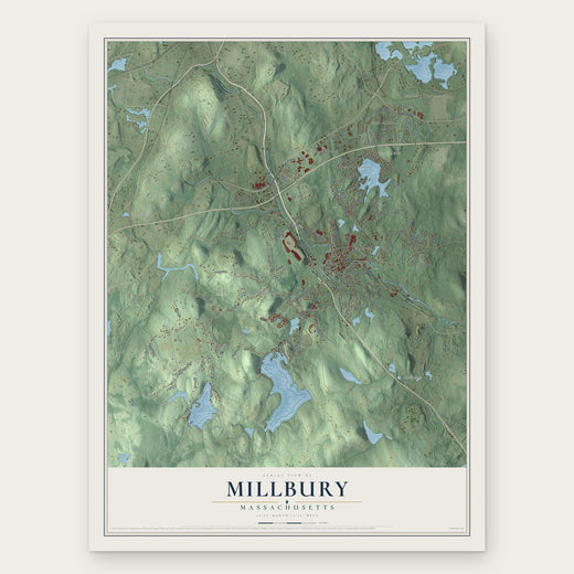 Millbury, Massachusetts map print, the full design
