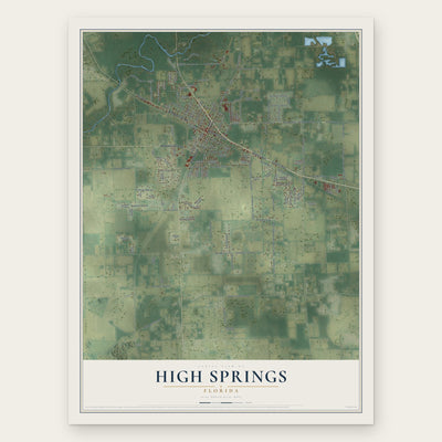 High Springs, Florida map print, the full design