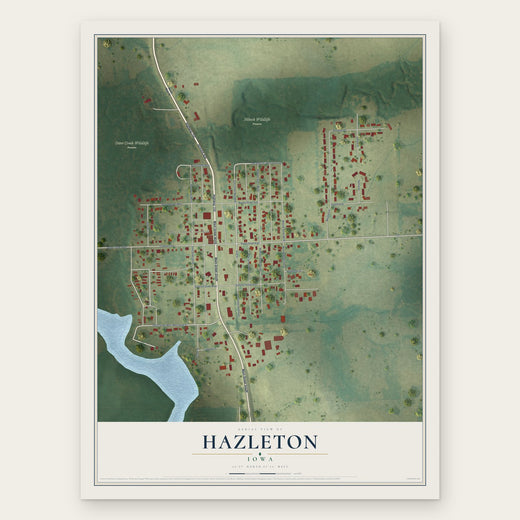 Hazleton, Iowa map print, the full design