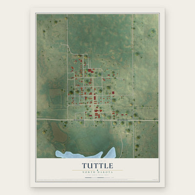 Tuttle, North Dakota map print, the full design