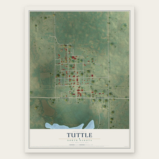 Tuttle, North Dakota map print, the full design