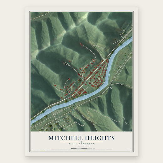 Mitchell Heights, West Virginia map print, the full design
