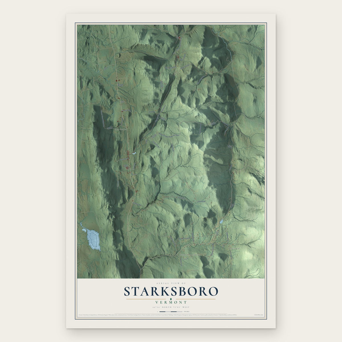 Starksboro, Vermont map print, the full design
